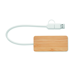 3-portowy bambusowy hub USB HUBBAM