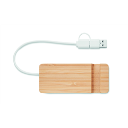4-portowy bambusowy hub USB HUBSTAND