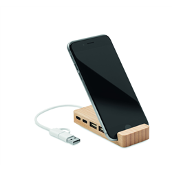 4-portowy bambusowy hub USB HUBSTAND